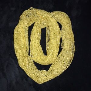 Netted mustard yellow infinity scarf